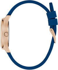 GUESS P RS GLD CS/SUN RS GLD GLITZ DL W/P RS GLD LOGO/BLUE SMTH SILICONE STRP