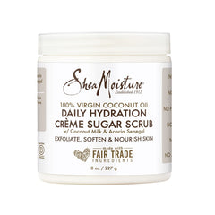 SHEA MOISTURE Daily Hydration Crème Sugar Scrub Care for Dry Skin 100% Virgin Coconut Oil Acacia Senegal Exfoliating Scrub, Coffee, 8 Oz