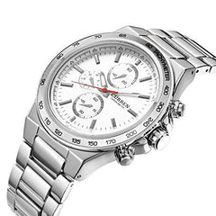 Curren Men's White Dile Stainless Steel Watch 8011 - Silver