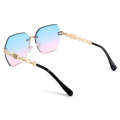 Rimless Sunglasses for Women Metal Square Frame Classic Diamond Grandient lens Eyewear UV Protection Fashion Shades for Women B2567