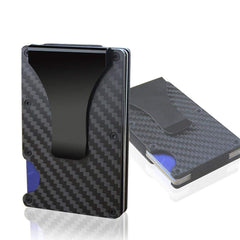 Carbon Fiber Wallet, Leegoal Slim Credit Card Holder Anti Scan Metal Money Clip With RFID/RDIT Blocking Technology, Front Pocket Wallets for Men (Black)