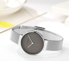 CURREN Ladies Analog Watch Stainless Steel Case Gray Dial Stainless Steel Bracelet