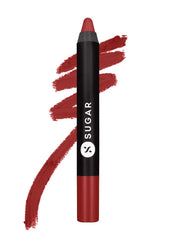 SUGAR Cosmetics Matte as Hell Crayon Lipsticks for Women | Lasts Up To 8+ Hours | Lip Crayon with Sharpener | 2.8gm - 08 Jackie Brown