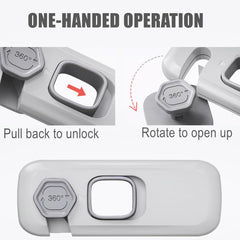 QYESWHSR 5 Pack Child Proof Refrigerator Lock, Fridge, Cabinets, Freezer Door Lock Apply to Max 1"(25mm) Sealing Strip for Toddlers and Kids, No Tools Need or Drill - Grey Updated