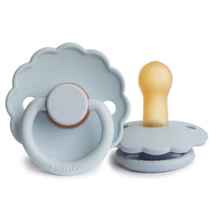 FRIGG Daisy Latex Pacifier 6-18 Months | Soothing Comfort Pacifiers with Click-Lock System | 1 Pack Natural Rubber Soothers | Food Safe with Timeless Elegance — Powder Blue