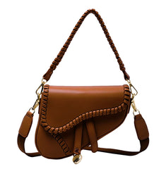 PURFANREE Women Trendy Saddle Shoulder Bag Clutch Purse Underarm Handbag Satchel HandBag Crossbody Bag - Caramel Brown