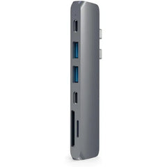 Satechi USB C Hub Adapter, USBC Dongle 7 in 1, USB-C with 4K HDMI, 87W PD Charging, USBC Data, 2 USB-A Data, Micro/SD Card Readers, for MacBook Air/Pro/Neo - Space Gray