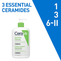 CeraVe Hydrating Cleanser | Face and Body Wash for Normal to Dry skin with Hyaluronic Acid and Ceramides | Fragrance Free Paraben Free |16Oz, 473 ml (Pack of 1)