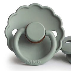 FRIGG Daisy Latex Pacifier 6-18 Months | Soothing Comfort Pacifiers with Click-Lock System | 1 Pack Natural Rubber Soothers | Food Safe with Timeless Elegance — Sage