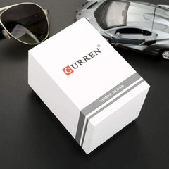 Curren 8460 Casual Steel Strap Square Men Quartz Watch Japan Movement - sky blue
