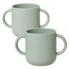 ROCCED Silicone Tiny Cups for Baby Training Cups Easy Grip for 6 Months+ 150ml/5oz 2 Pics-Sage
