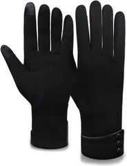 Tomily Womens Touch Screen Phone Fleece Windproof Gloves Winter Warm Wear - Black