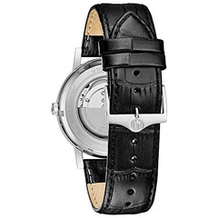 Bulova Men's Classic American Clipper 3-Hand Automatic Leather Strap Watch, Day Date Calendar, 40 Hour Power Reserve, Exhibition Case Back, 42mm - Black