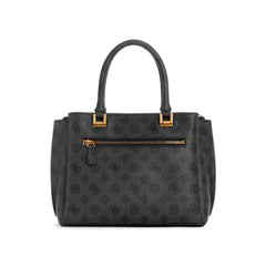 GUESS Women Fynna Satchel Handbag, Coal Logo