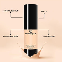 Colors Queen 2-in-1 Makeup Kit Combo for Women | Full Coverage, Long Lasting 30ml Foundation (SPF-15), Compact 10g, Blender Sponge. (CF-03) (03 - Natural Beige)