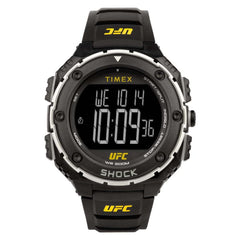 Timex UFC Men's Shock Oversize 50mm Watch - Black Strap Digital Dial Black Case, Black, - Black/Digital/Yellow Digital