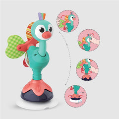Peacock Highchair Toy with Suction β Sensory Development Toy for Babies 6M+, Stimulates Vision, Hearing, and Touch, Fine Motor Skills, Non-Toxic and Easy to Clean, Mealtime Toys
