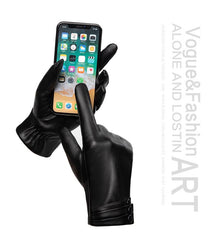 Gym Gloves Women,Winter Fashion Leather Gloves for Women, Touch Screen Plush Lined Outdoor Windproof Warm Suede Driving Dress Gloves -Black