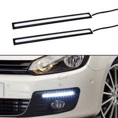 Sulfar Cob-28W Universal Ultra Bright Daytime Running Led Lights Waterproof Slim Chip Cob Leds Strip Drl Lamp For Cars (6W, White Light, 2 Pcs)