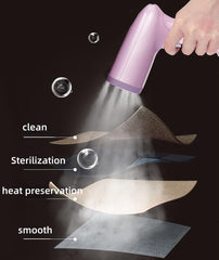 LansMoor Portable Garment Steamer, 350ml Handheld Clothes Steamer, Fast Heat-Up steam iron for Home and Traveling, Portable Steam Iron Capabilities for On-the-Go Convenience