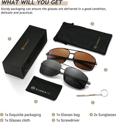 SUNGAIT Ultra Lightweight Rectangular Polarized Sunglasses UV400 Protection