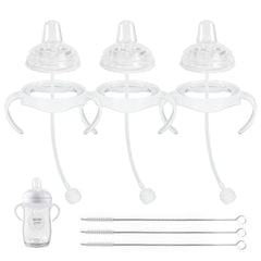 Sippy Cup Soft Conversion Kit for Philips Avent Natural Baby Bottle, Toddler Transition Kit with Silicone Sippy Spout, Weighted Straw, Bottle Handle, Cleaning Brush, 3-Pack