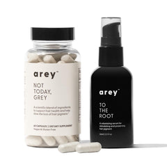 Arey The System Hair Serum and Supplements | Slows Grey Hair Growth, Promotes Healthier Hair & Repigments with Mela-9β’ Complex, Antioxidants & Vitamins | Vegan, Oil-Free, Scent-Free (1 Month Supply)