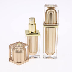 20/40ml Empty Airless Pump Bottle with Lid for Beauty Products Lotion Serum - Golden+Golden, 20ml