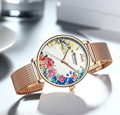 CURREN 9059 Ladies Japan Quartz Watch Charm Mesh Band Waterproof Elegant Watches