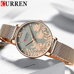 CURREN 9065 Ladies Stainless steel Casual Waterproof Small Dial Pattern Watch