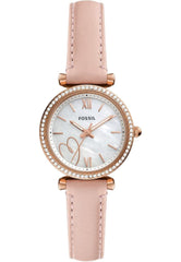Fossil ES5268 Carlie Three-Hand Blush Eco Leather Analog Watch for Women, 28 mm Size, Pink