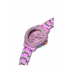 GUESS Ladies Sport Crystal Multifunction 36mm Watch – White Dial Rose Gold-Tone Stainless Steel Case with Blue Silicone Strap