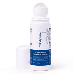 Be Bodywise Underarm Roll On | 4% AHA BHA I 1% Salicylic Acid, 2% Lactic Acid | Prevents Odour, Pigmentation | Brightens Skin, Kills Bacteria I Long Lasting I All Skin Types I No Fragrance l 75ml
