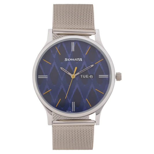 Sonata KnotMen Watch - 77105SM04, Steel Colour