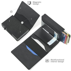 Fermido Mens AirTag Wallet with Double Card Case, Smartest Twin Wallet for Men with Money Clip Genuine Leather Credit Card Holder Case with RFID Blocking, Double Black Genuine, Fashion, Slim