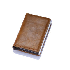 Lekla Hight Quality Wallets Men Money Bag Mini Purse Male Vintage Brown Leather Card Holder Wallet Small Smart Wallet Pocket Credit Card Holder Credit Card Wallet (Brownish yellow)