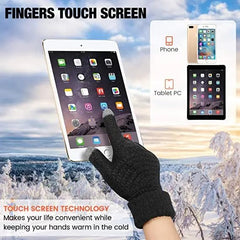 SANKRO Winter Gloves for Men and Women, Thermal Gloves, Touch Screen, Elastic Knitted Gloves with Warm Lining, Thermal Winter Gloves - for Running, Cycling, Driving - Black