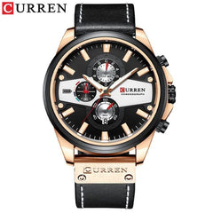 CURREN 8394 Casual Sport Watches for Men Top Brand Luxury Military Leather Wrist Watch Man Clock Fashion Chronograph Wristwatch - BLACK