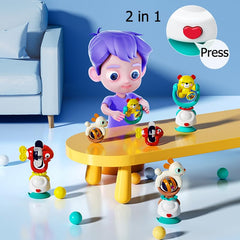 2in1 Highchair Toys & Baby Rattle Toys Rabbit, Mealtime Toys, Teething Relief, Fine Motor Skills, Bright Colors, Sensory Toys, Baby Toys, Teether, Baby Rattle, Animal Rattle, Suction Toys 6M+