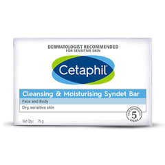 Cetaphil Cleansing & Moisturising Syndet Soap Bar, Pack of 6 - 75g