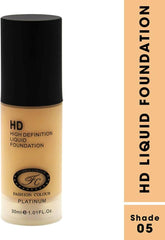 Fashion Colour High Definition Platinum Foundation II Oil-Free, Long Lasting, Waterproof and For Flawless Skin,30ml (Shade 05)