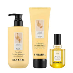 BANANAL Korean Enriched Hair Oil, Mask Pack, Cream Shampoo Trio for Damaged Dry Hair, Sea Water & Rice Protein, Silk, Honey, Frizz Care, Glow, Deep Conditioning