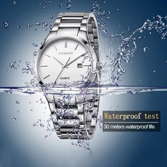 CURREN Men's Analog Watch Stainless Steel Case White Dial Date Window Stainless Steel Bracelet - Silver