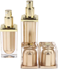 20/40ml Empty Airless Pump Bottle with Lid for Beauty Products Lotion Serum - Golden+Golden, 20ml