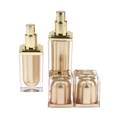 20/40ml Empty Airless Pump Bottle with Lid for Beauty Products Lotion Serum - Golden+Golden, 20ml