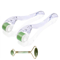 KASTWAVE Microneedling Derma Roller Kit - 540 Titanium Needles for Face & Body, Includes Jade Roller & Storage Case for Acne Scars & Stretch Marks Treatment