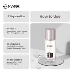 MARS Take A Glow Illuminating Primer + Strobe Cream 3 in 1 Formula Moisturiser, Face Primer & Highlighter Enriched with Jojoba Oil, Madecassoside & Ectoin 30ml 02 LIGHT BEAM