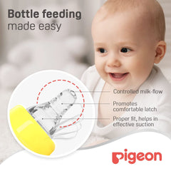 Pigeon Slim Neck Glass Bottle, White Cap, Ultra-soft Silicone, Anti-Colic, BPA & BPS Free, 50ml, Multi-colour