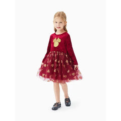 Patpat Disney Mickey and Friends Baby/Todder Girl 1pc Character Minnie Mouse Velet Tulle Dress red