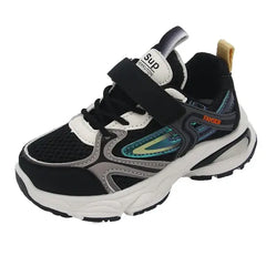 PATPAT Kids Girl/Boy Sporty Solid Casual Fabric Stitching Velcro Shoes Black